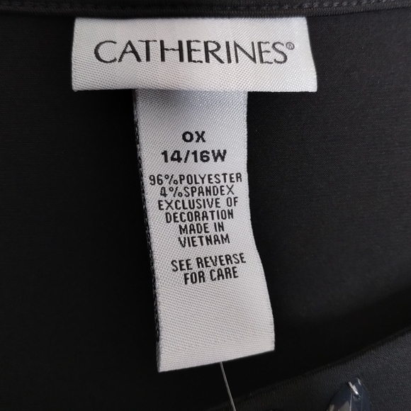 Catherines Black Jewel Embellished Short Sleeve Top Plus Size 0X - Picture 5 of 6